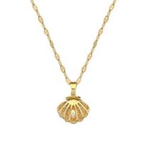Light Luxury Full-length Drill-width Empty Shell Pearl Necklace Women's Necklace Pendant Ins Style Accessories