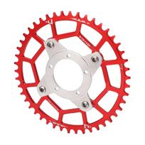 Motociklo variklio pavarų adapteris Didelio kietumo Tikslus 46T 104BCD žvaigždutės adapteris Bafang BBS01 BBS02 raudona