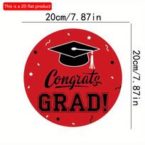 2D flat 20*20cm 1pc Black Graduation Cap pattern School Grad Party wooden Decor, good quality Congratulation Graduation Red round pendant, Suitable 20*20cm