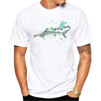 TEEHUB Vintage Sea Animals Tops Whale Shark Ray Print Men's T-Shirt O-Neck Men Clothing Short Sleeve Male Casual Streetwear S
