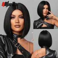 Vyno raudoni trumpi banguoti sintetiniai perukai su kirpčiukais Bob Wave Perukai iki pečių juodaodėms moterims Cosplay kostiumo karščiui atsparus perukas Wig-LC2050-1