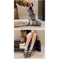 Retro Belt Buckle Ballet  For Lady Flat  Square Head Dancing Shoes Korean High-end Brand Luxury Fashion Comfort Shoes 35