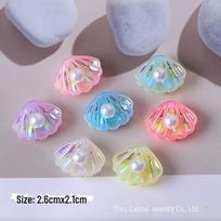 Colorful Laser Electroplated Pearl Shell Resin Jewelry Keychain & Phone Charm DIY Accessories