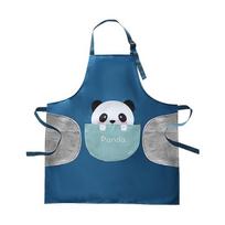 Waterproof & Oil-Proof Kitchen Apron with Cartoon Animal Print and Large Pocket for Adults