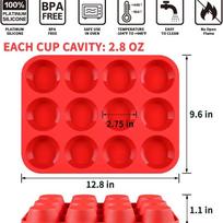 12-Grid Silicone Jelly Biscuit Baking Mold - Round Muffin/Cake Tray, High-Temperature Resistant.