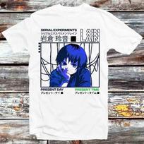 230 Gsm 100 % medvilnės „Serial Experiments Lain“ japoniški marškinėliai, vintažiniai, retro stiliaus, stilingi, vyriški ir moteriški, unisex animacinių filmukų anime marškinėliai, B512 XXS balta
