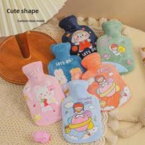 High-Density Rubber Hot Water Bottle with Cute Plush Cover - Portable Warmth for Babies and Students gray