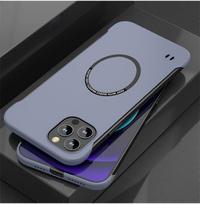 Ultra Slim Frameless For Magsafe iPhone 14 15 16 Pro Max 16 Plus 16Pro 15Pro Magnetic Shockproof Hard PC Case for iPhone 16 pilka spalva