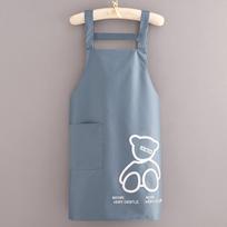 Apron Kitchen Household Waterproof And Oil-Proof Waist Can Be Fixed Logo Printing Adult Work mėlyna