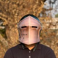 Vario žalias Barbuta šalmas Viduramžių riterio šarvai 18g švelniojo plieno šalmas LARP Cosplay Helovinas su vizoriumi kario šalmas brown