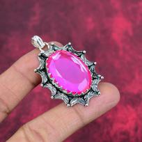 Pink Mystic Topaz 925 Solid Sterling Silver Pendant, Handmade Gemstone Pendant Jewelry, Gifts For Wife Brand New Pendant 2.05 Inches rožinė