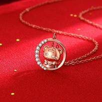 Tigro metų vėrinys moterims, nišinio dizaino, nacionalinio stiliaus, universalus, mielas tigro ir mėnulio pakabukas, gimimo metų zodiako kaulų grandinėlė red