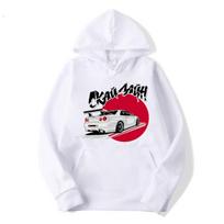 New retro Tokyo car fashion print casual pullover for men's spring and autumn street clothing Japanese top hoodie S