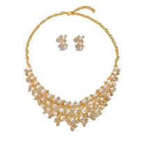 Vintage Simulation Pearl Necklace Earrings Crystal Necklace Bridal Party Wedding Dinner Jewelry Gifts auksas