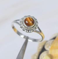 925 prabos sidabro tigro akies žiedas, brangakmenio žiedas, dizainerio žiedas, boho žiedas 6 gray