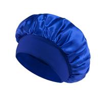 Satin Bonnet for Women, Wide Brim Sleep Cap, Hair Bonnet for Sleeping, Chemo Cap, Night Cap mėlyna