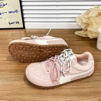 ins Korean version of the new retro German training little white shoes women's 2025 spring student flat-soled soft-soled casual shoes street shoes 35 rožinė