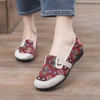 Spring new Xiaoxiangfeng one-pedal cloth shoes lazy women's shoes non-slip breathable soft sole ethnic style casual mother shoes 35