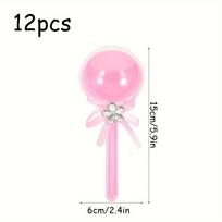 Magic Fairy Stick-shaped Candy Boxes (12 Pieces) - Plastic, with Ribbons, Ideal for Filling and Decorating Party Candy Jars for Birthdays 12pcs pink