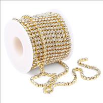 Metal Rhinestone Grab Chain Handmade Diy Jewelry Accessories Drill Chain Claw Chain Claw Drill Nail Art Jewelry Drill Strip Clothing Accessories 2mm (ss6) one roll of 10m beige