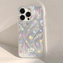 Luxury Flower Phone Case For iPhone 11 Covers iPhone 11 12 15 Plus 14 Pro Max 13promax Soft Silicone IMD Feather Yarn Fundas For iPhone13 14