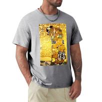 Gustav Klimt The Embrace T-Shirt Boys Whites Cute Tops Shirts Graphic Tee Anime Clothes Mens Plain T Shirts S pilka spalva