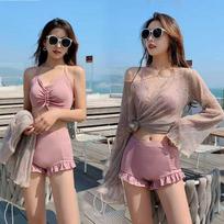 2025 Women's Three-Piece Split Swimsuit: Long-Sleeved, Sun-Protective, Sexy, Slim, Fairy-Inspired for Hot Springs.