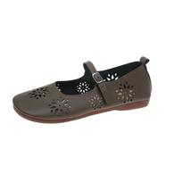 2024 Spring and Autumn Barefoot Ballet Mary Jane Women's Flat Soft Shoes Hollow Soft Sole Women's Shoes Loafers Women 36 chaki