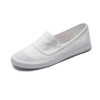 One Foot Canvas Pedal Lazy Shoes for Women 2024 Spring New Leisure Versatile Little White Shoes Female's Flat Sole Shoes zapatos 35 balta
