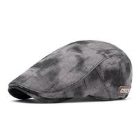 Vintage Tie-Dye Cap Men's Spring Summer British Beret Women Forward Cap Peaked Cap juoda