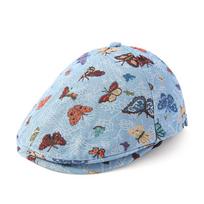 Men Butterfly Embroidered Hat Women's Retro Beret Peaked Cap Painter's Hat mėlyna