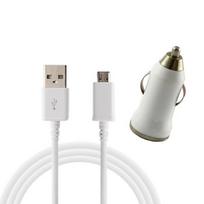 [Compatible Samsung Galaxy A3-A5-2015-2016-A6-A6+-A7] 1 Meter USB Cable + White Car Charger [Phonillico®]