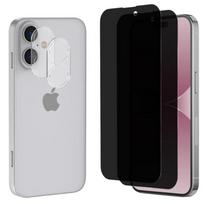 Anti-Spy Tempered Glass for iPhone 16 PLUS and Camera Protection [Pack 2] Protective Glass Film Phonillico® juoda