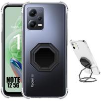 Case for Xiaomi Redmi Note 12 5G Transparent Silicone with Adjustable Ring Holder Black