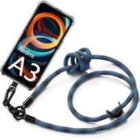 Case - E.F.CONNECTION - for Xiaomi Redmi A3 - Shockproof - Removable Lanyard - Blue TPU Silicone