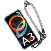 Coque - E.F.CONNECTION - pour Xiaomi Redmi A3 - Silicone Transparent - Dragonne Multicolore - Antichoc