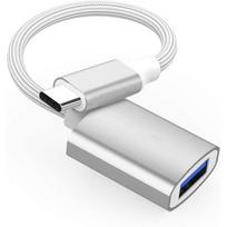 USB to Type-C Adapter - E.F.CONNECTION - Nylon and Aluminum - White - Practical - Small size