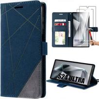 Coque - E.F.CONNECTION - Samsung Galaxy S24 Ultra - Effet Cuir - 2 Verres Trempés - Protection Intégrale
