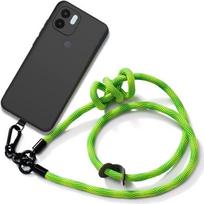 Cord Case for Xiaomi Redmi A1+-A2+ - Soft Black Silicone with Sturdy Green Cord