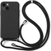 Coque avec collier cordon - pour iPhone 13 - Noir - Souple - Anti-rayure - Anti-choc