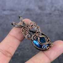 Blue Topaz Handmade Copper Wire Wrap Jewelry Pendant 2.29  F7s17
