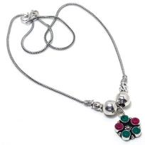 Kashmir Ruby,Emerald(Simulated) Gemstone Handmade Gift Necklace 18  O6o85