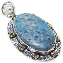 Ruby in Fuchsite Ethnic 925 Sterling Silver Jewelry Two Tone Pendant 2.09  i1i83