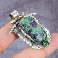 Ruby in Fuchsite, Diopside  Ethnic 925 Silver Gift Pendant 2.17  R2o57