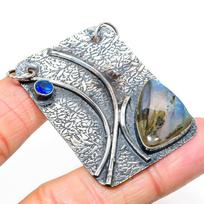 Labradorite, Blue Topaz 925 Sterling Silver Jewelry Pendant 2.21  L7y65
