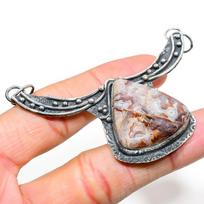 Laguna Lace Agate Handmade 925 Sterling Silver Gift Pendant 2.48  u1H79