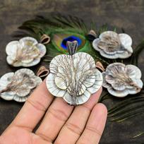 Natural Mother Of Pearl Gemstone Handmade Copper Wire Wrap Pendant 2.64  P8b54
