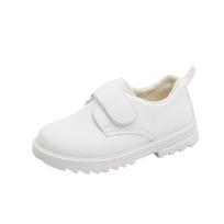 2024 Britain Style Non-slip Boys Leather Shoes Hook & Loop PU Hook & Loop Kids Loafers for Performance Party Wedding Shows Flat 21 smėlis