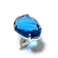 Swiss Blue Topaz Handmade 925 Sterling Silver Jewelry Ring Size 10 A0A35