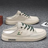 Lazy people pedal espadrilles shoes for men without heels in summer, baotou sandals, Internet celebrity slippers, no heels, tide, little white ha 39 smėlis